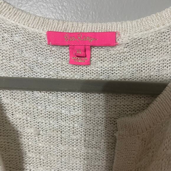 Lily Pulitzer Cream Cardigan Size XL - Picture 3 of 6